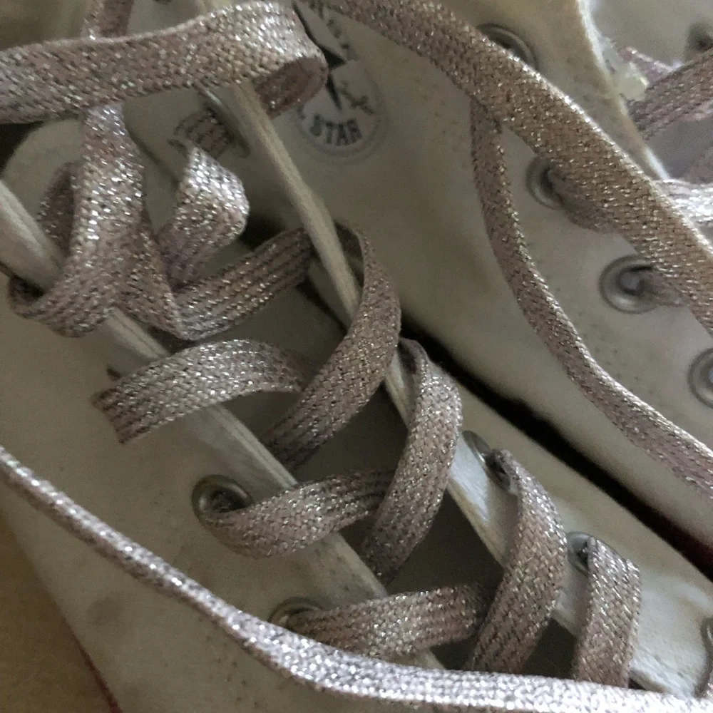 Converse High Top Sneakers White with Pink Glitter Sole